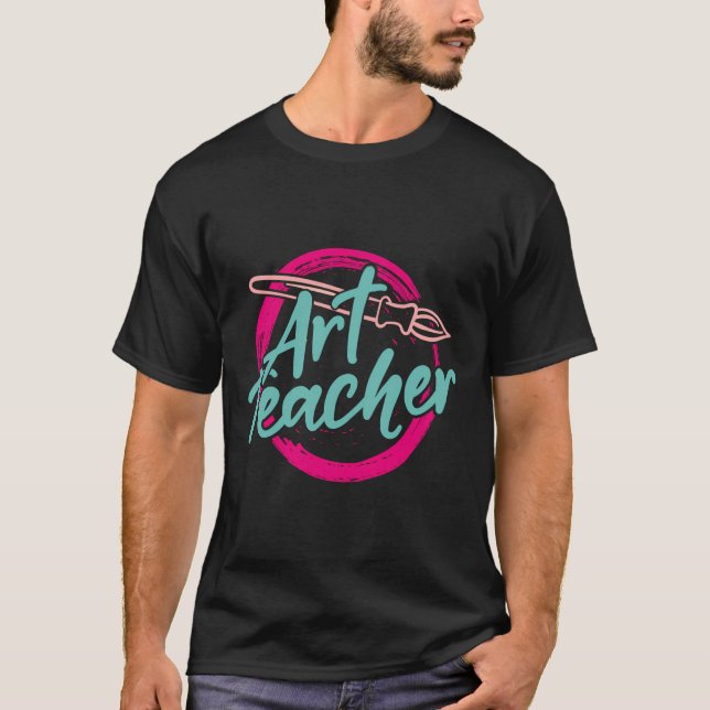 T-shirt Professeur d'art Mignonne Paint Brush Art (Devant)
