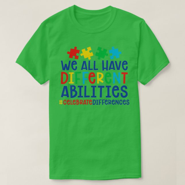 T-shirt Professeur d'autisme Nous avons tous des capacités (Design devant)