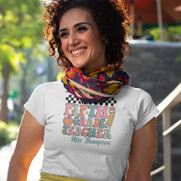 T-shirt Professeur de 5e année Retro personnalisé