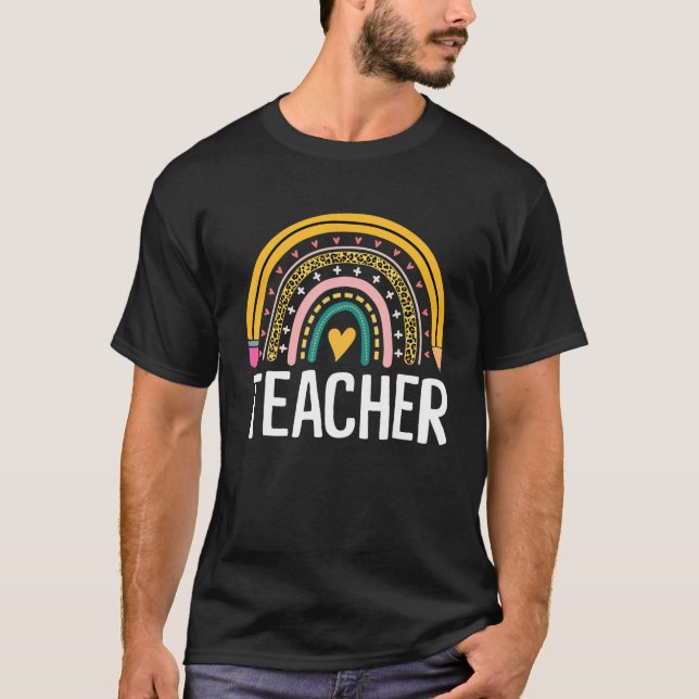 T-shirt Professeur de Boho Rainbow Leopard Appréciation de (Devant)