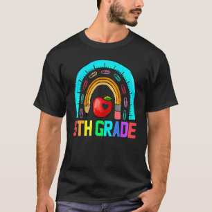 T-shirt Professeur de cinquième année Léopard Arc-en-ciel 