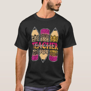 T-shirt Professeur de garderie au crayon léopard Retour à 