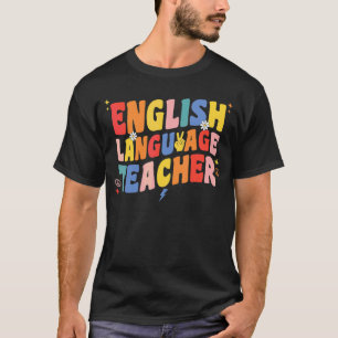 T-shirt Professeur de langue anglaise Groovy Rétro Pour Fe