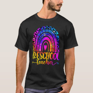 T-shirt Professeur de maternelle Léopard Tie Dye Arc-en-ci