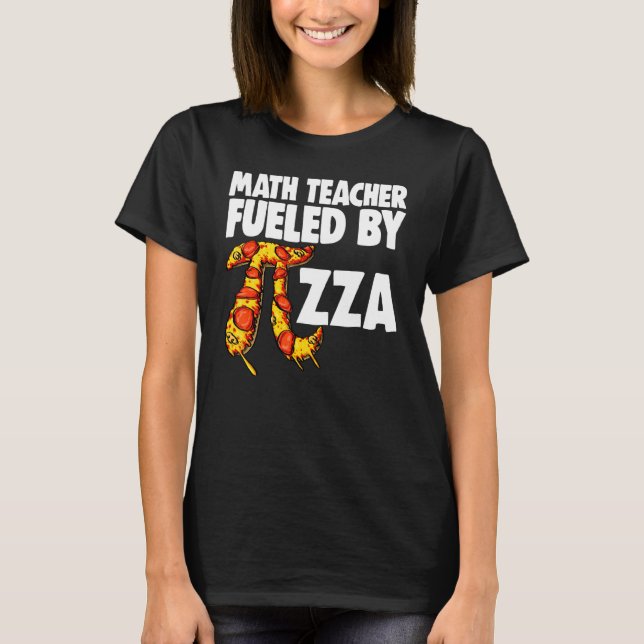 T-shirt Professeur De Maths Alimenté Par Pizza Mathletics  (Devant)