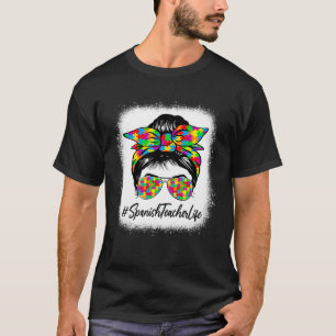 T-shirt Professeur d'espagnol Chignon désordonné Soutien à