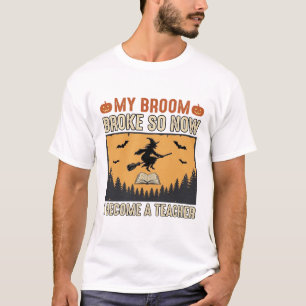T-shirt Professeur d'Halloween Balai Cassa Conception Vint