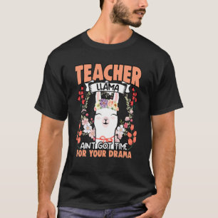 T-shirt Professeur Llama Drame Floral Humour animal pour F