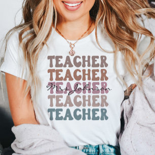 T-shirt Professeur personnalisé tendance empilé rétro