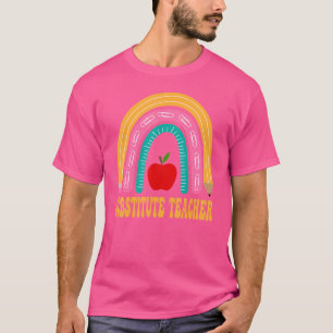 T-shirt Professeur Remplaçant Arc-en-Ciel Mignon Applicati