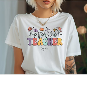 T-shirt Professeur Rétro Floral Fleur Sauvage
