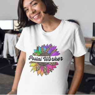 T-shirt Profession d'ouvrier postal Arc-en-ciel tournesol