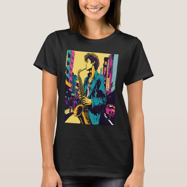 T-shirt Professional Saxophone Musician Retro Pop Saxophon (Devant)