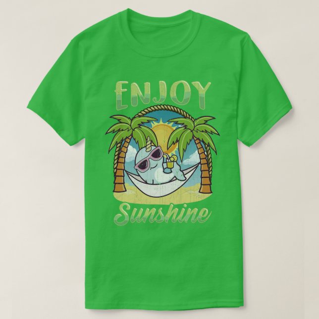 T-shirt Profitez de Sunshine Narwhal Hammock Beach Ocean (Design devant)