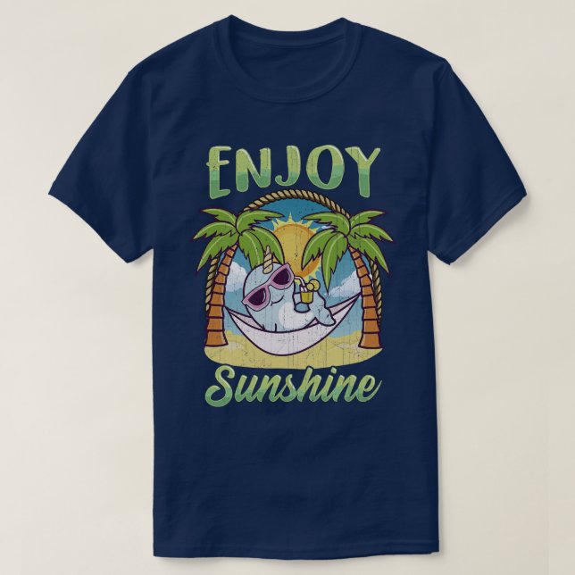 T-shirt Profitez de Sunshine Narwhal Hammock Beach Ocean (Design devant)