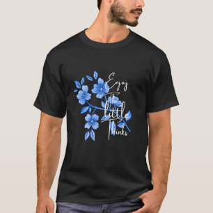 T-shirt Profitez des petites choses Art floral bleu