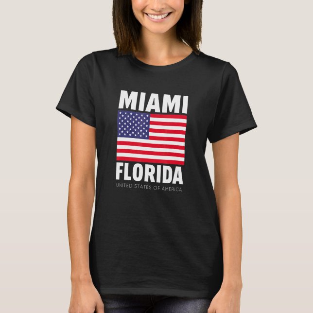 T-shirt Profitez Du Cool Miami Floride Avec Drapeau Améric (Devant)