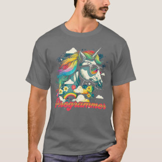 T-shirt Programmateur de licorne arc-en-ciel