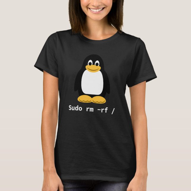 T-shirt Programmateur de pingouin Linux Sudo Rm Tux Linux (Devant)