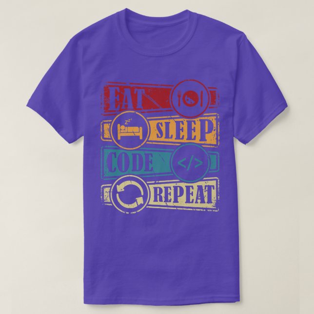 T-shirt Programmation Informatique Programmeur Eat Code S (Design devant)