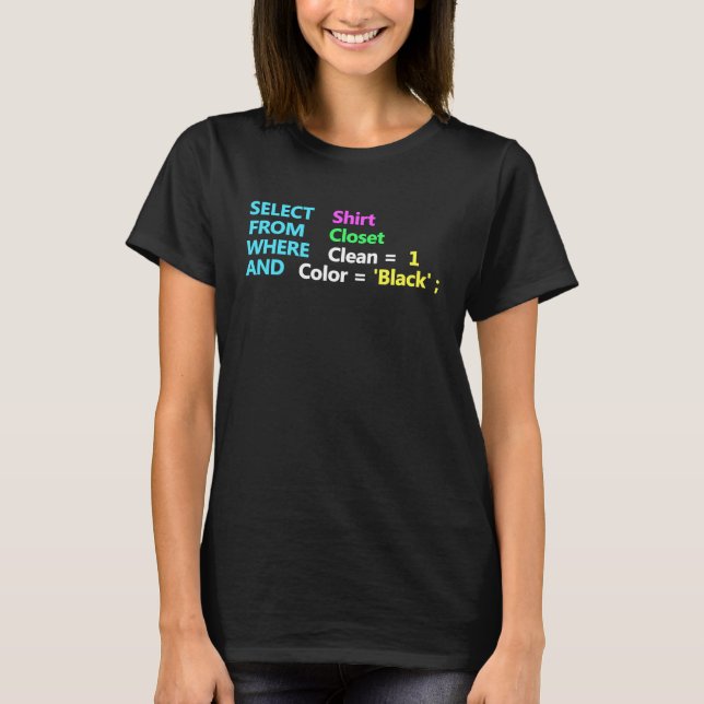 T-shirt Programmer SQL Quest Geek Code de base de données (Devant)