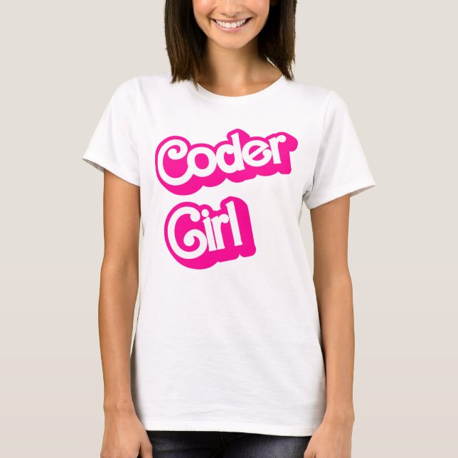 T-shirt Programmeur Geek Coder Girl rose (Devant)