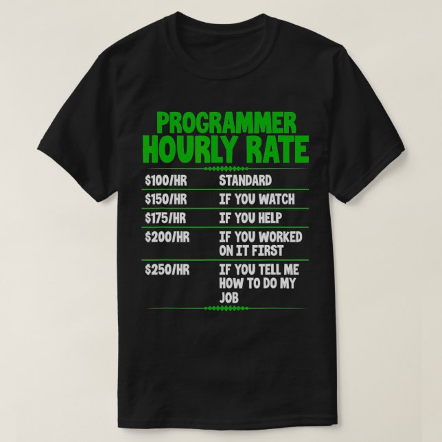 T-shirt Programmeur Taux horaire Funny Computer Programmat (Design devant)