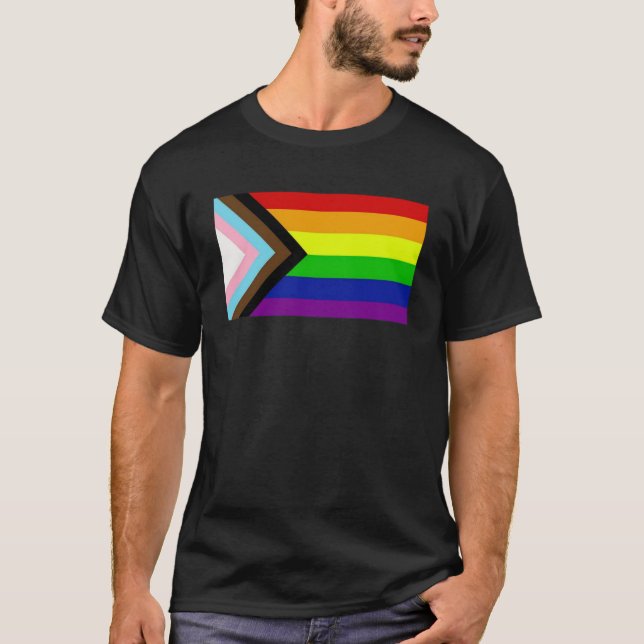 T-shirt Progrès Fierté Arc-en-ciel Indicateur pour l'inclu (Devant)