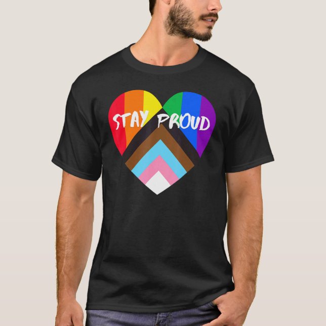 T-shirt Progrès Fierté Coeur Drapeau Restez fier (Devant)
