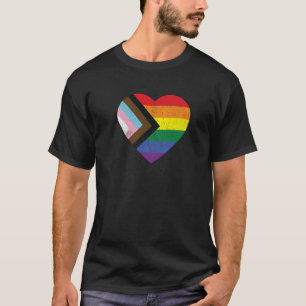 T-shirt Progrès Fierté Drapeau Rainbow Coeur Vintage Retro