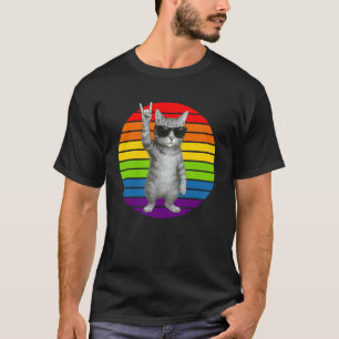 T-shirt Projecteur sur le rock félin rétro, chat rockstar 