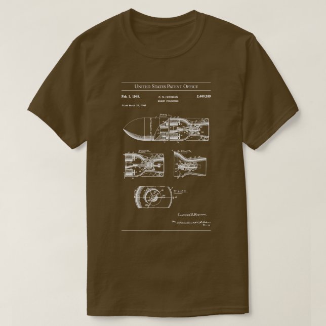 T-shirt Projectile de fusée de brevet américain (Design devant)