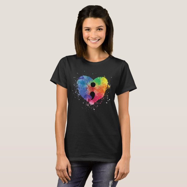 T-shirt Projet Semicolon Sensibilisation à la santé mental (Devant entier)