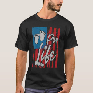 T-shirt Prolife for Women Anti-avortement USA Drapeau Baby