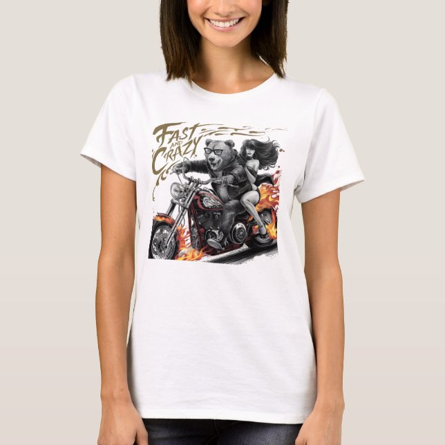 T-shirt Promenade des libertés : Femme en moto (Devant)