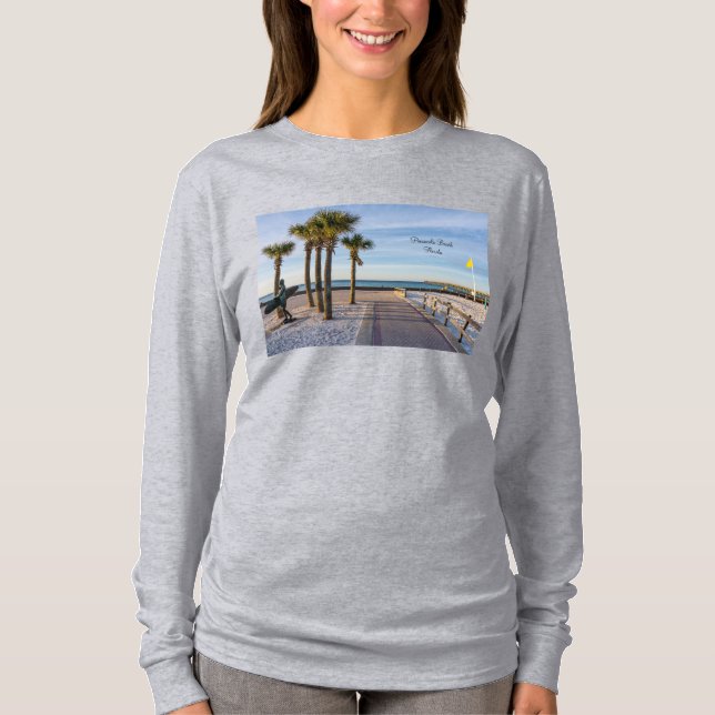 T-shirt Promenade Pavée Vers La Plage De Pensacola Longues (Devant)