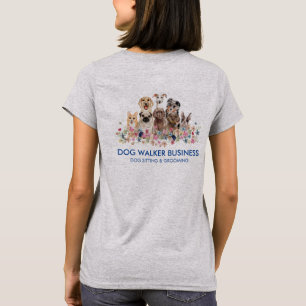 T-shirt Promeneur de chien toiletteur double face Navy Dog