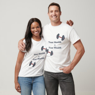 T-shirt Promo Fitness Dumbbell Votre santé = Votre richess