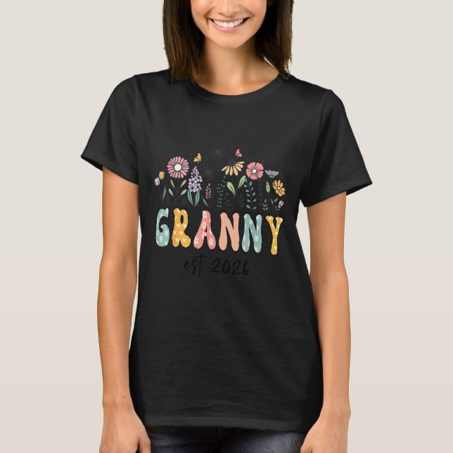 T-shirt Promoted To Granny Est. 2026 Daisy Floral Wildflow (Devant)