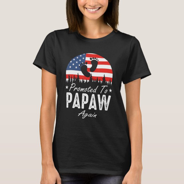 T-shirt Promoted To Papaw Again 2024 US Flag Father's Day (Devant)