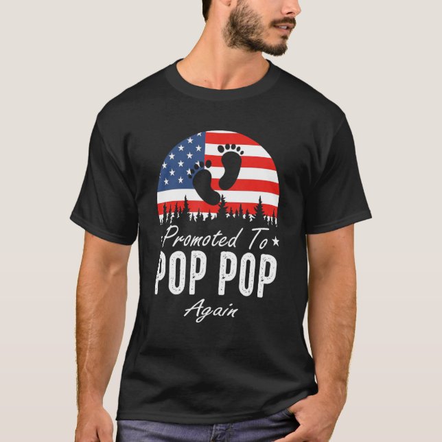 T-shirt Promoted To Pop Pop Again 2024 US Flag Father's Da (Devant)