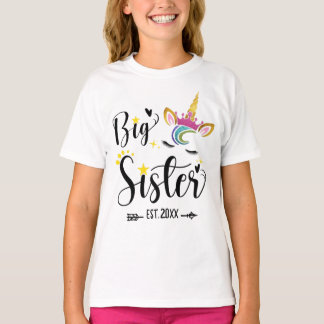 T-shirt Promu À Big Sister Est 2022 Unicorn