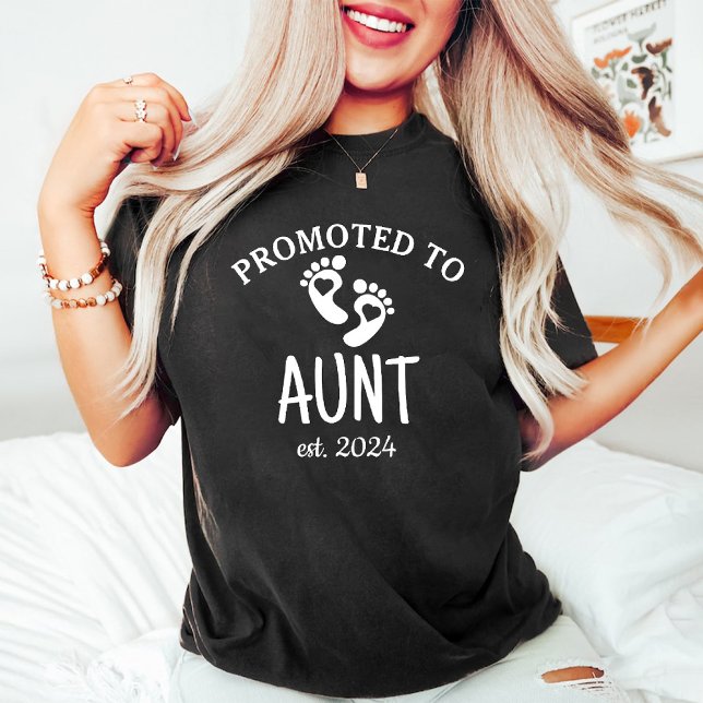 T-shirt Promu à la tante / Grossesse Révéler Noir (Promoted to Aunt / Pregnancy Reveal Black T-Shirt)
