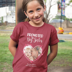 T-shirt Promu au coeur frère et soeur Big Photo & Noms
