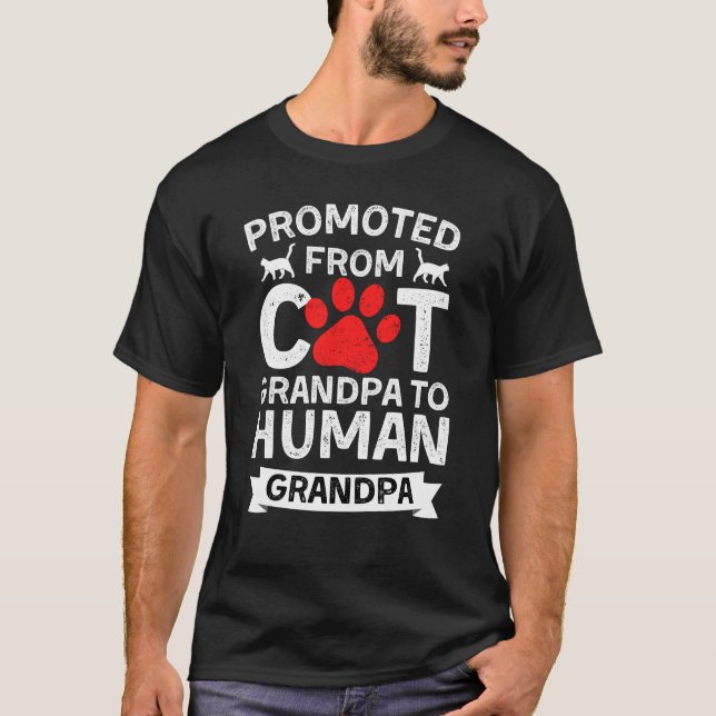 T-shirt Promu De Grand-Père De Chat À Grand-Père Humain (Devant)
