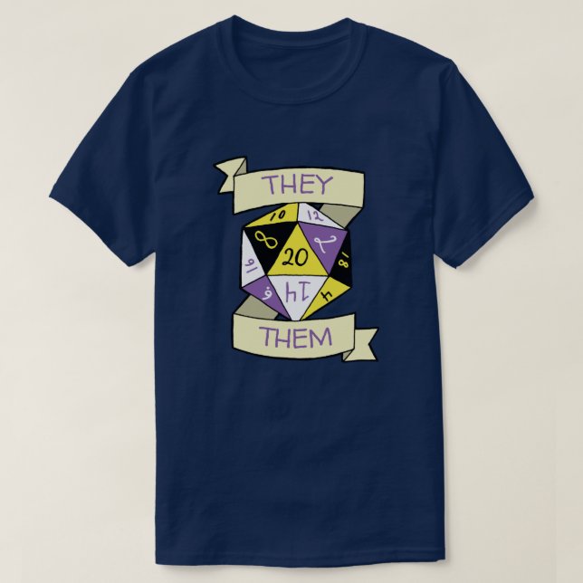 T-shirt Prononononouns personnalisables Dés non binaires D (Design devant)