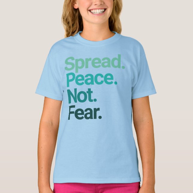 T-shirt Propager la paix sans craindre la typographie vert (Devant)