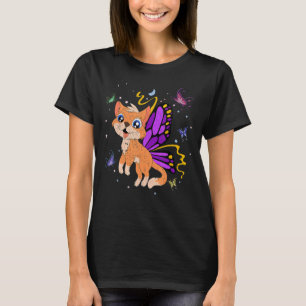 T-shirt Propriétaire de chats Imaginaire Papillon Chat Cut