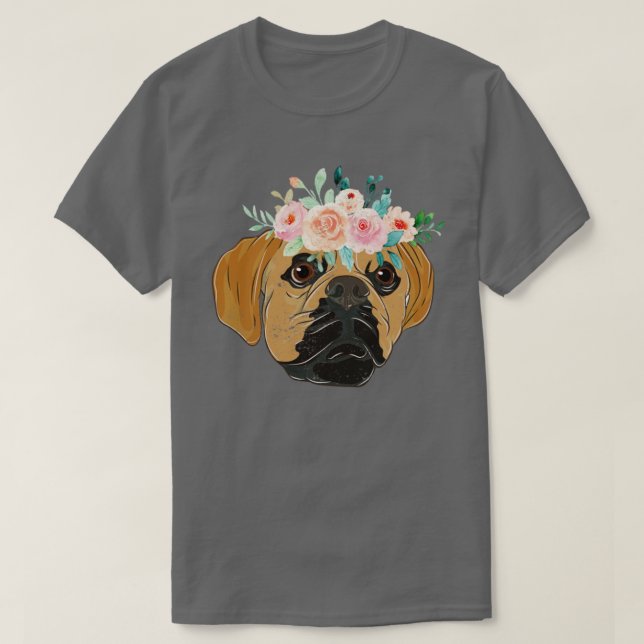 T-shirt Propriétaire de chien de couronne de fleurs Poupée (Design devant)