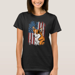T-shirt Propriétaire de Corgi gallois Drapeau américain Co